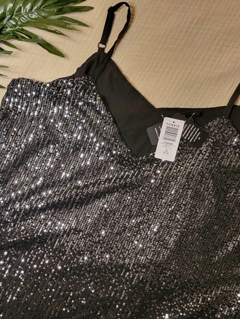 torrid Black Sequin Camisole with Adjustable Straps